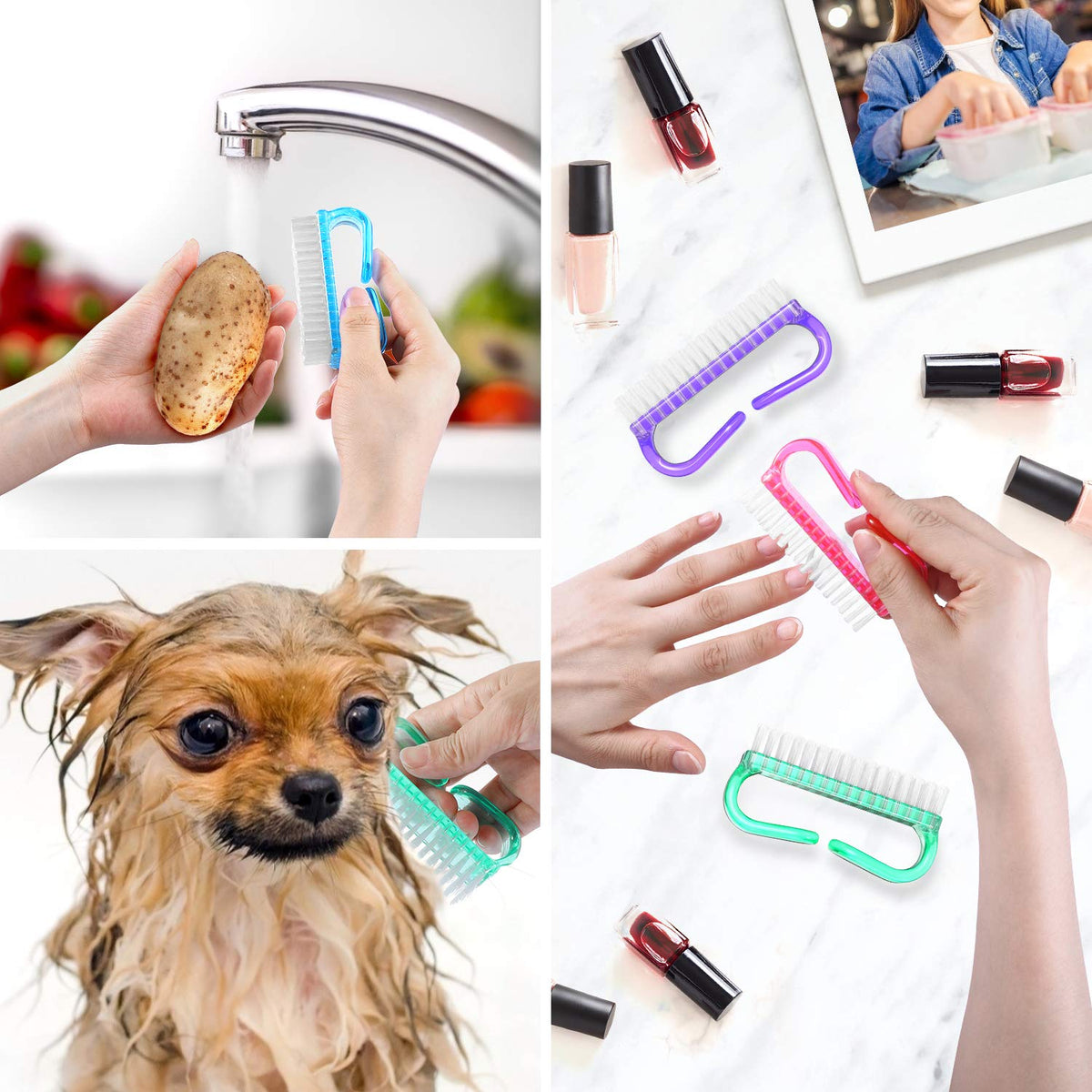 Handle Grip Nail Brush, Hand Fingernail Brush Cleaner Scrubbing Kit Pedicure for Toes and Nails Men