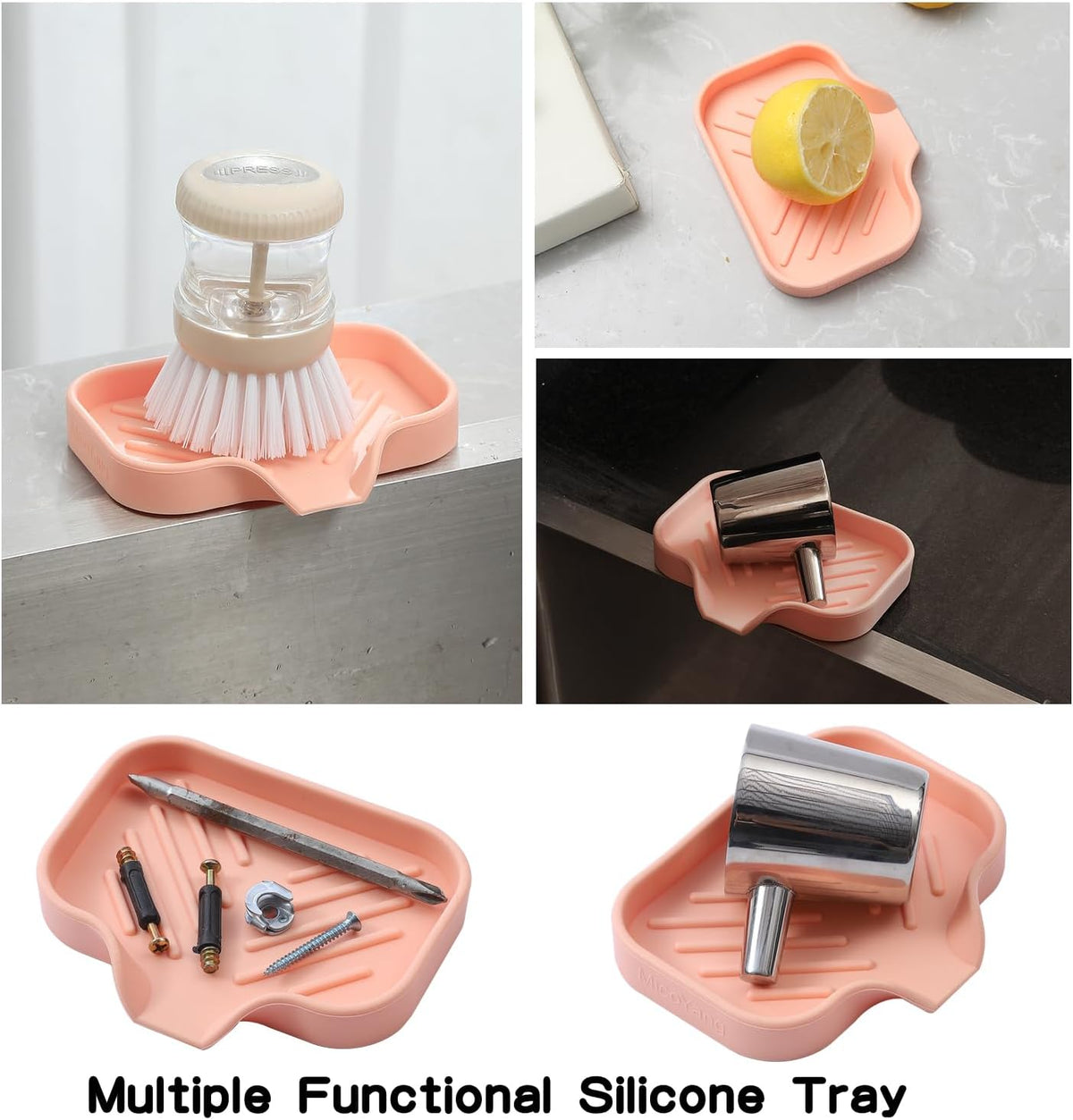 Silicone Bathroom Soap Dishes with Drain Spout-Bathroom and Kitchen Sink Organizer,Sponge