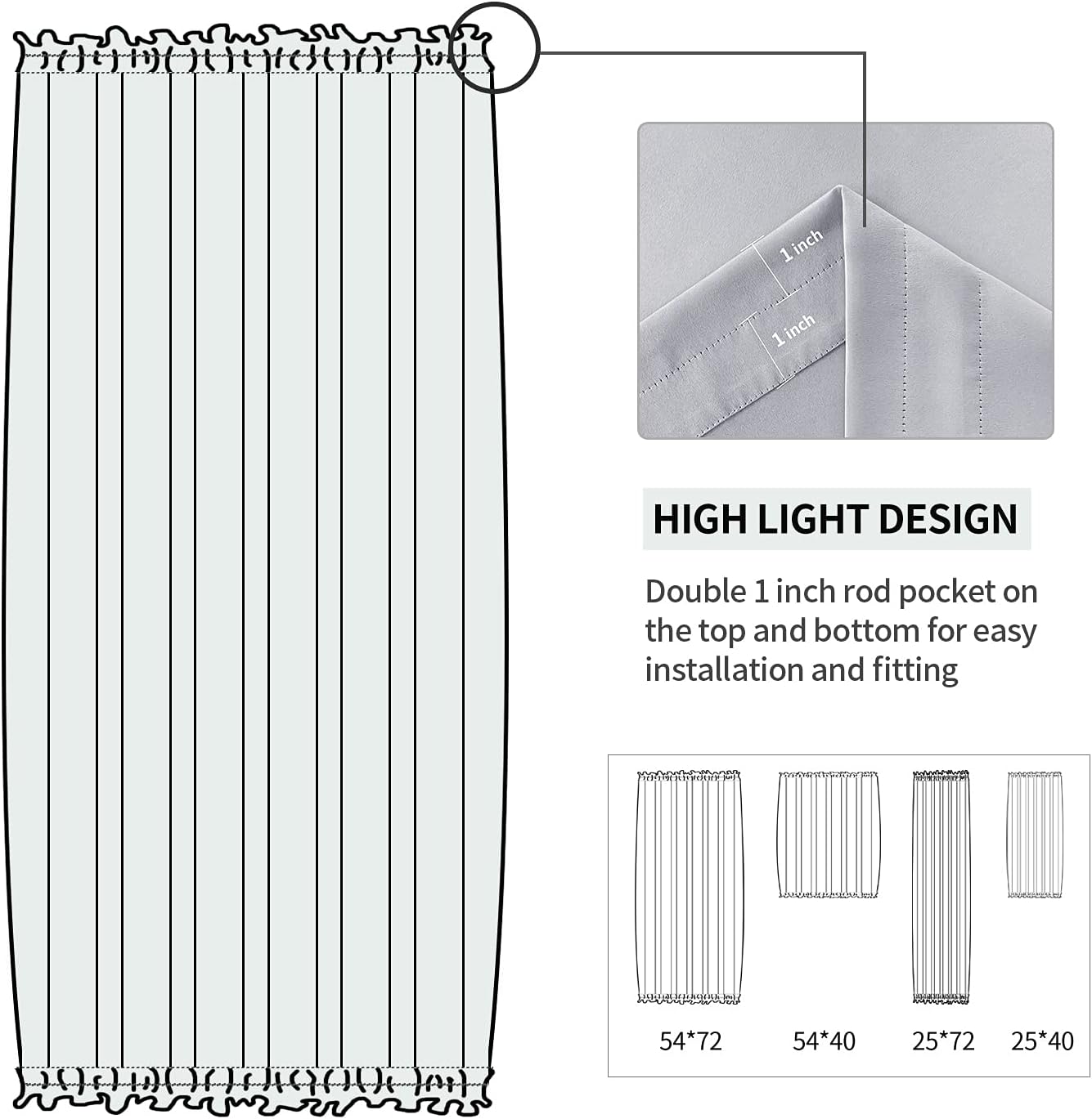DWCN French Door Curtains – Rod Pocket Thermal Blackout Curtain for Doors with Glass Window