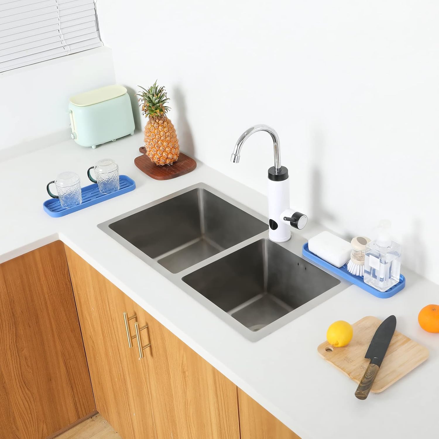Silicone Kitchen Sink Organizer Tray for Multiple Usage,Eco-Friendly Sponges Holder for Kitchen
