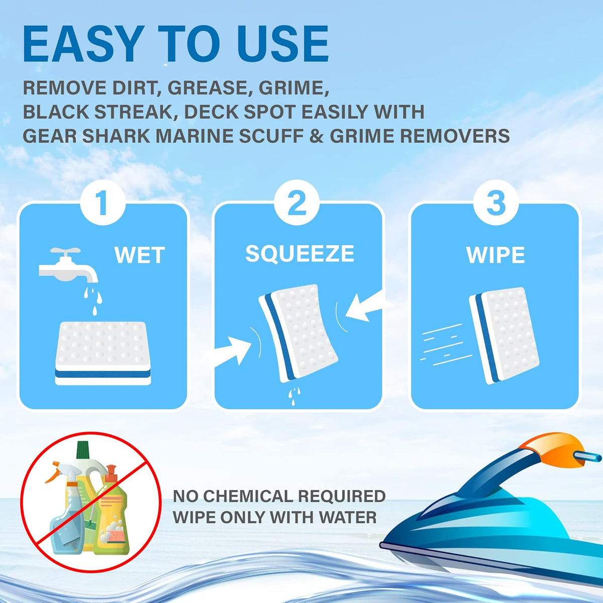 Marine Scuff Erasers | Magic Sponge Pads for Boats | Effectively Remove Dirt, Grease, Grime |