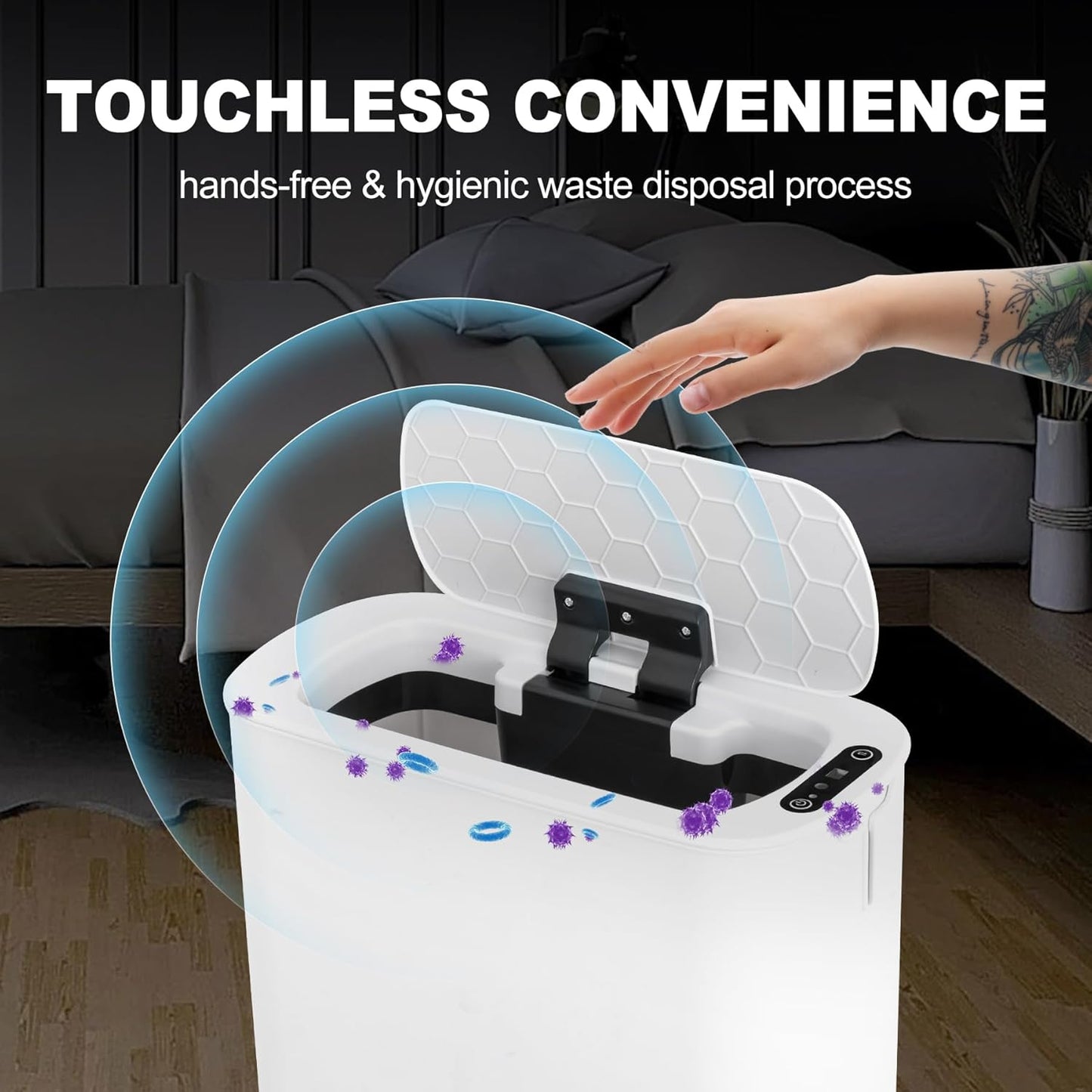 Cesun Motion Sensor Trash Can, 5 Gallon Automatic Bathroom Garbage Can with Lid, Touchless Smart