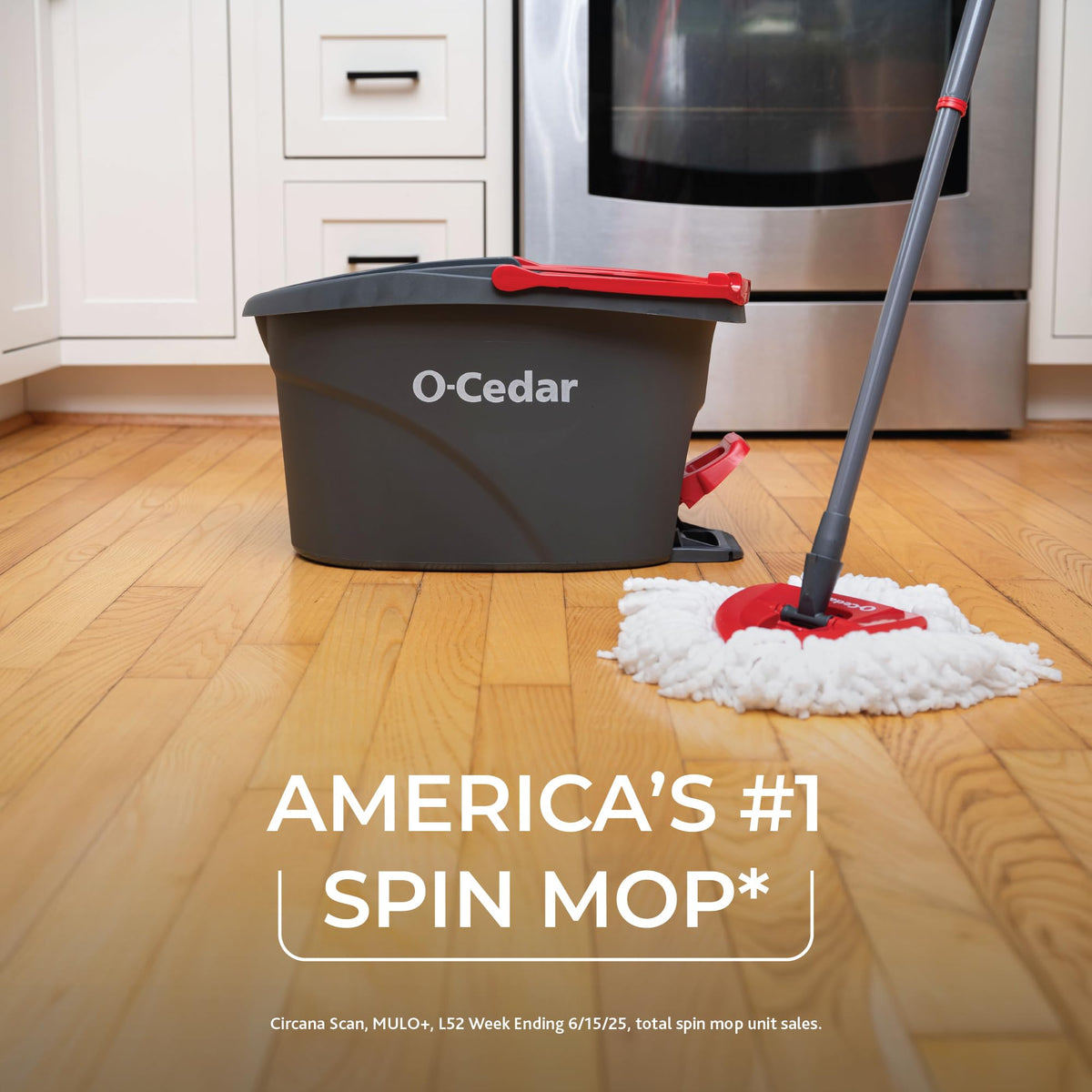 O-Cedar EasyWring Microfiber Spin Mop & Bucket Floor Cleaning System + 2 Extra Refills, Red/Gray