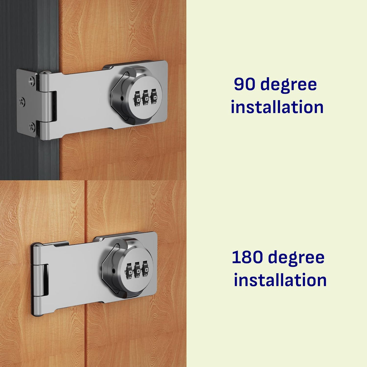 Keyless Combination Lock 3-Digit Combination Lock for Doors & Drawers Twist Knob Hasp Latch Lock