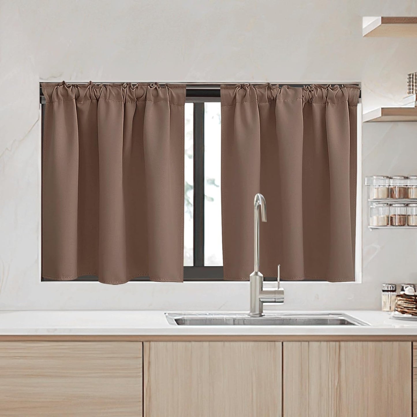 RYB HOME Small Window Curtains - Blackout Insualting Privacy Curtains for Kids Bedroom Kitchen