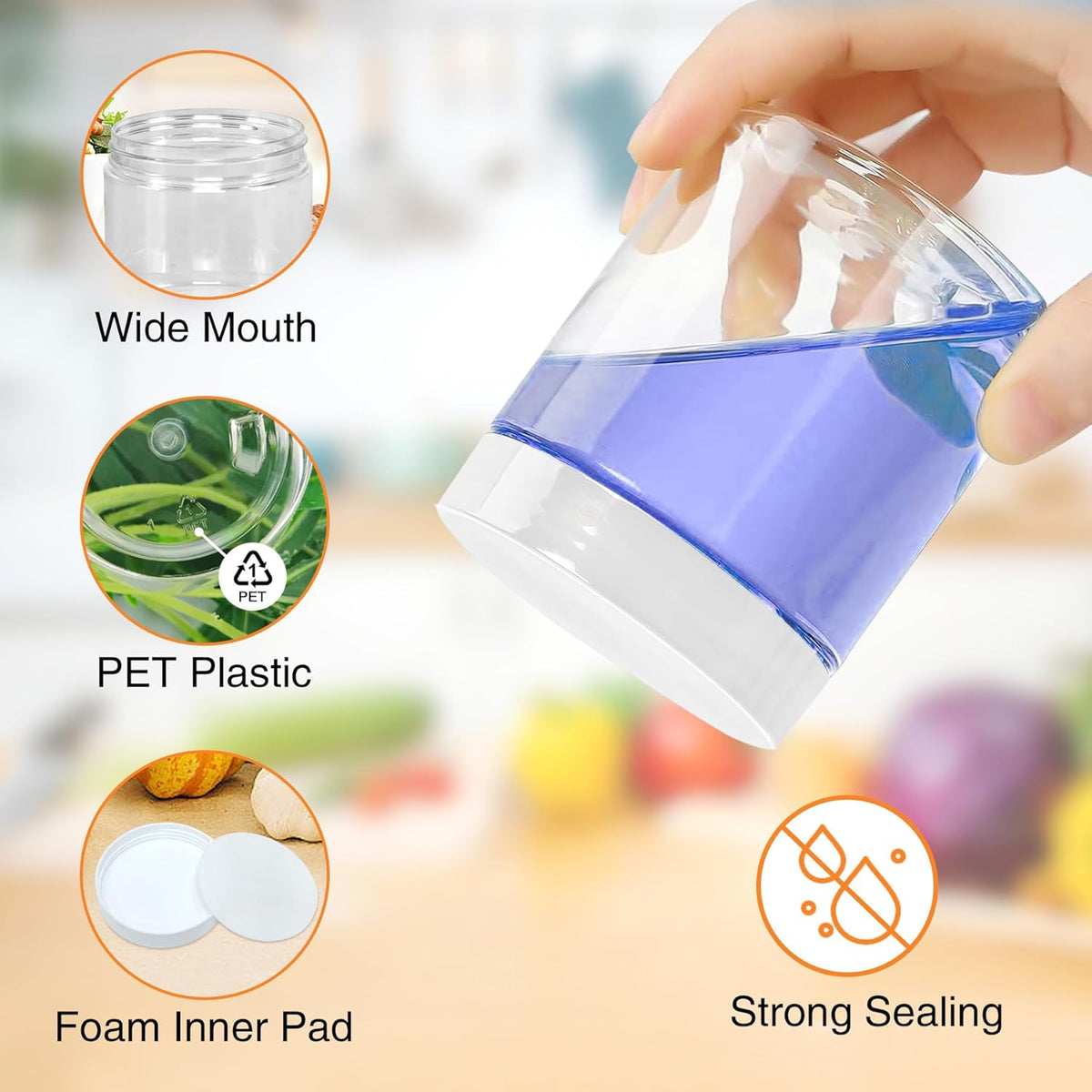 8 OZ Plastic Jars, 48 Pcs Clear Plastic Jars with Lids Stackable Leakproof Storage Containers Jar