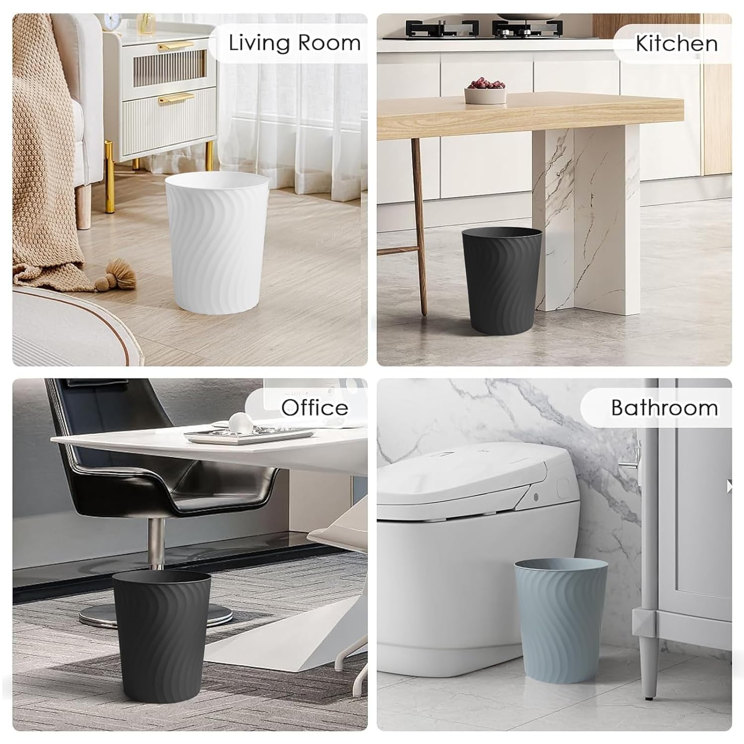 YGJT Small Trash Can, 3 Pack 1.8 Gallons Bathroom Trash Can Waste Basket, Round Garbage Can