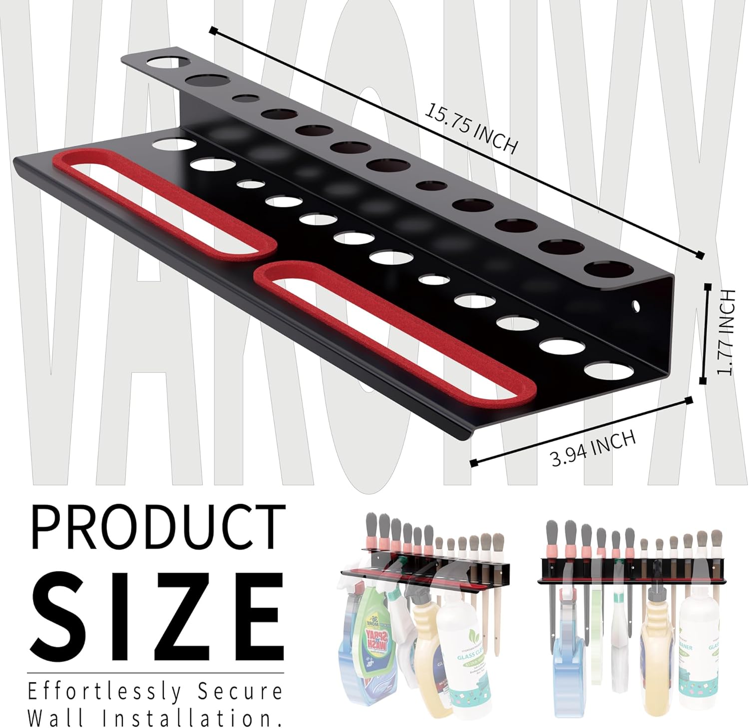 Wall Mount Brush & Spray Bottle Holder Combo Rack for Garage, Detailing Organizer with Mounting