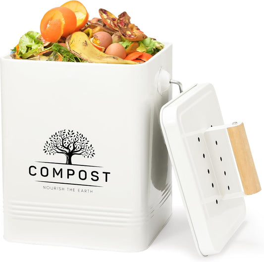 PERFNIQUE Kitchen Compost Bin, 1.7 Gallon Countertop Compost Bin with Lid, Indoor Compost Bin