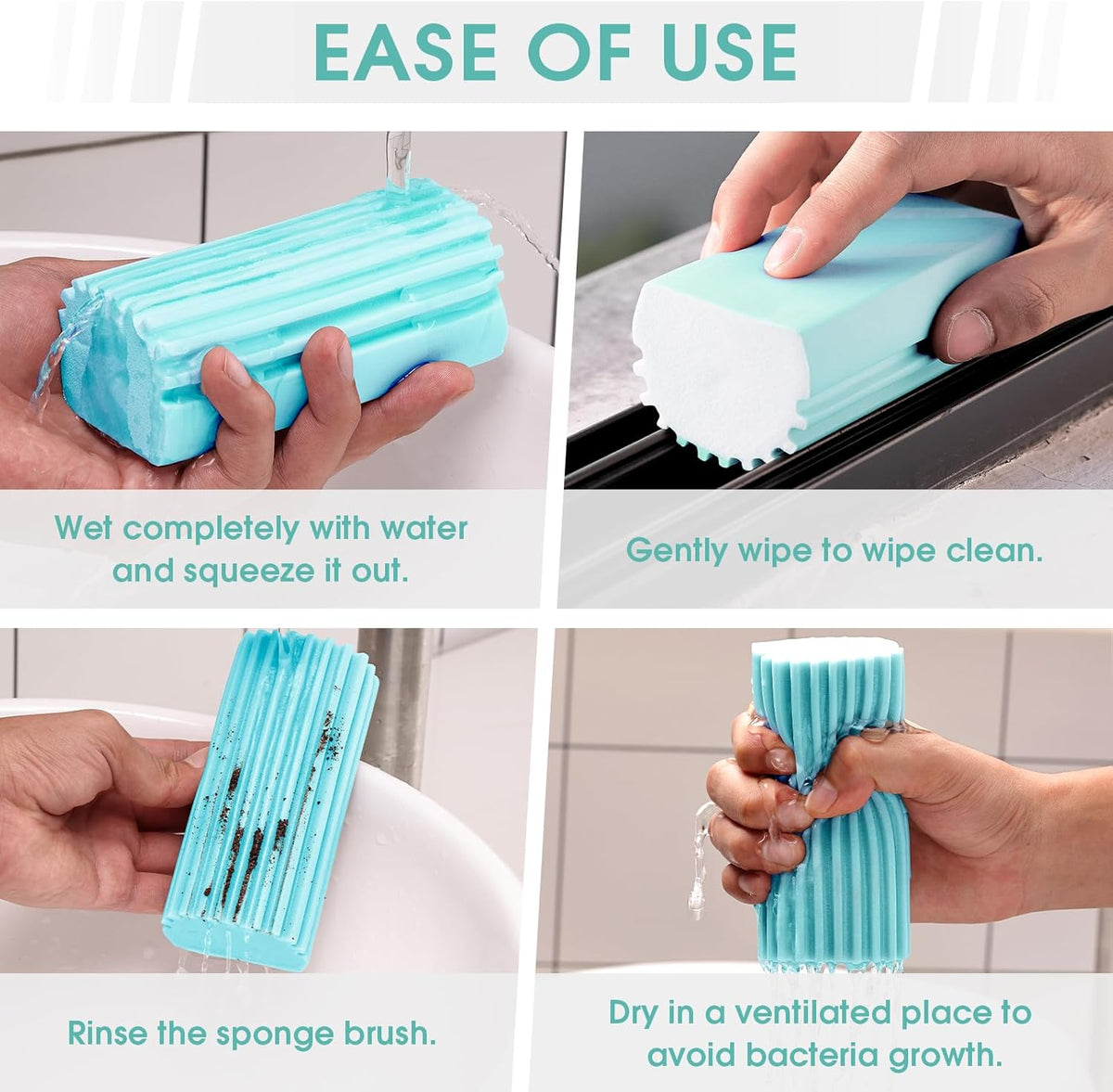 4 Pack Damp Dusting Sponge Duster, Blue Dust Cleaning Sponge, Reusable Household Cleaning Sponge