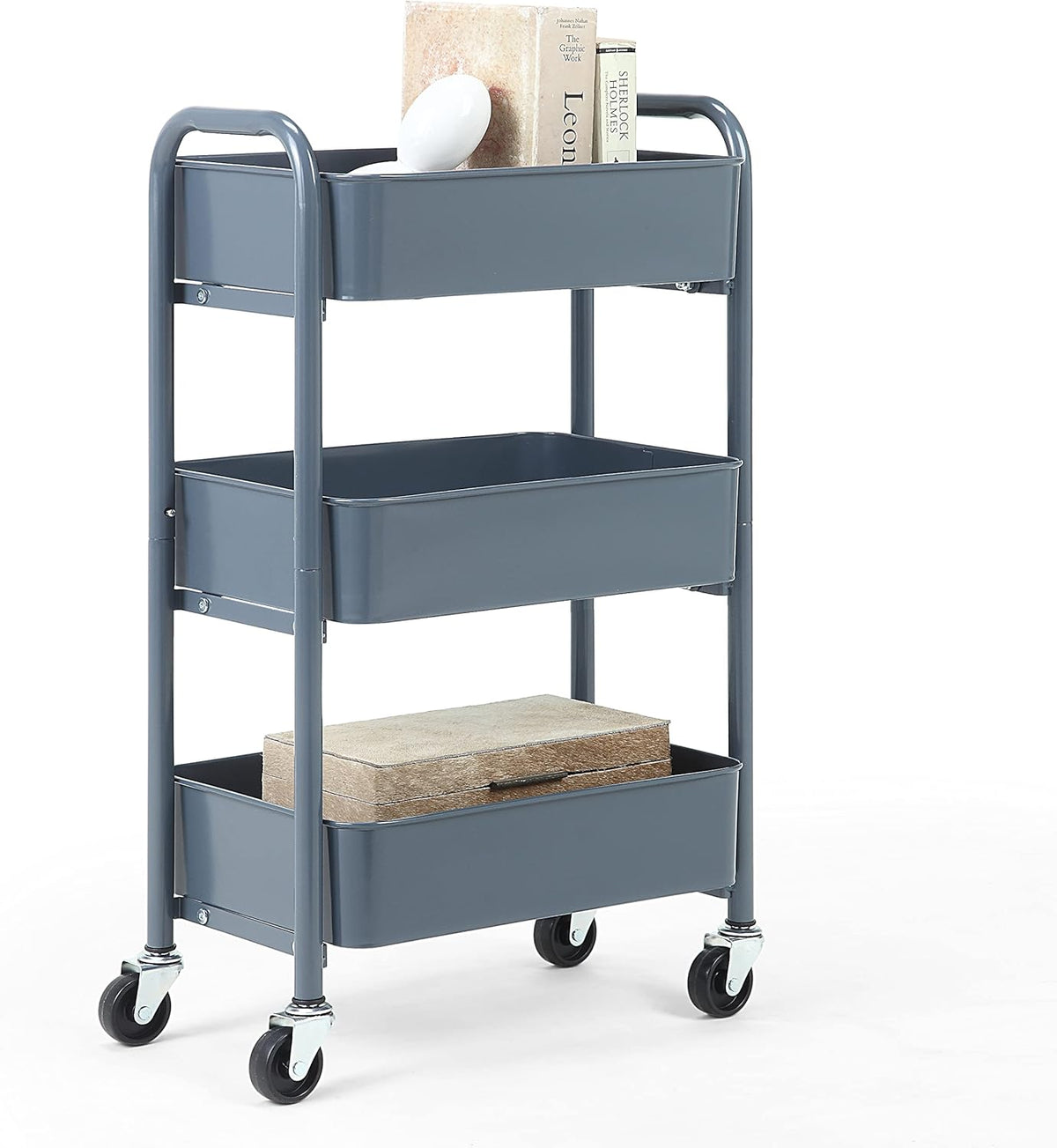 SunnyPoint 3-Tier Delicate Compact Rolling Metal Storage Organizer - Mobile Utility Cart