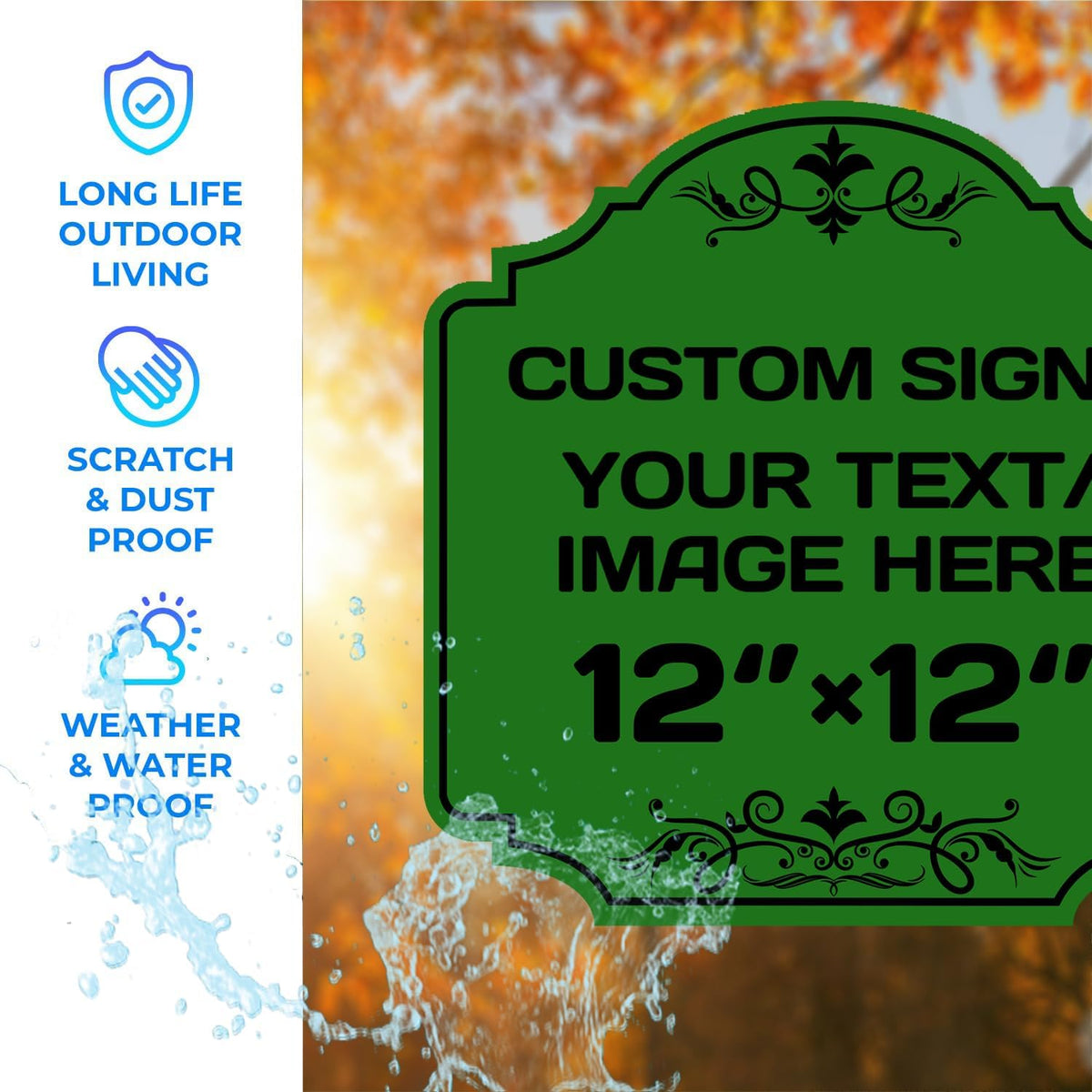 Personalized Aluminum Metal Signs - Weatherproof, Custom Text & Picture, Multiple Sizes, Hazard