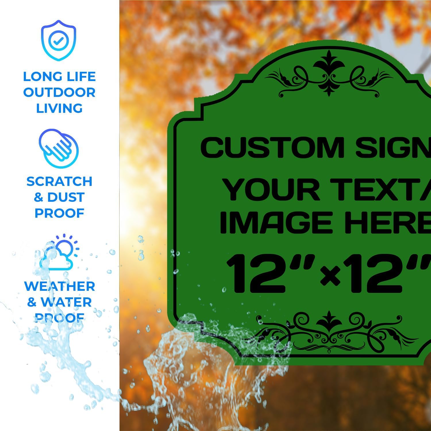Personalized Aluminum Metal Signs - Weatherproof, Custom Text & Picture, Multiple Sizes, Hazard