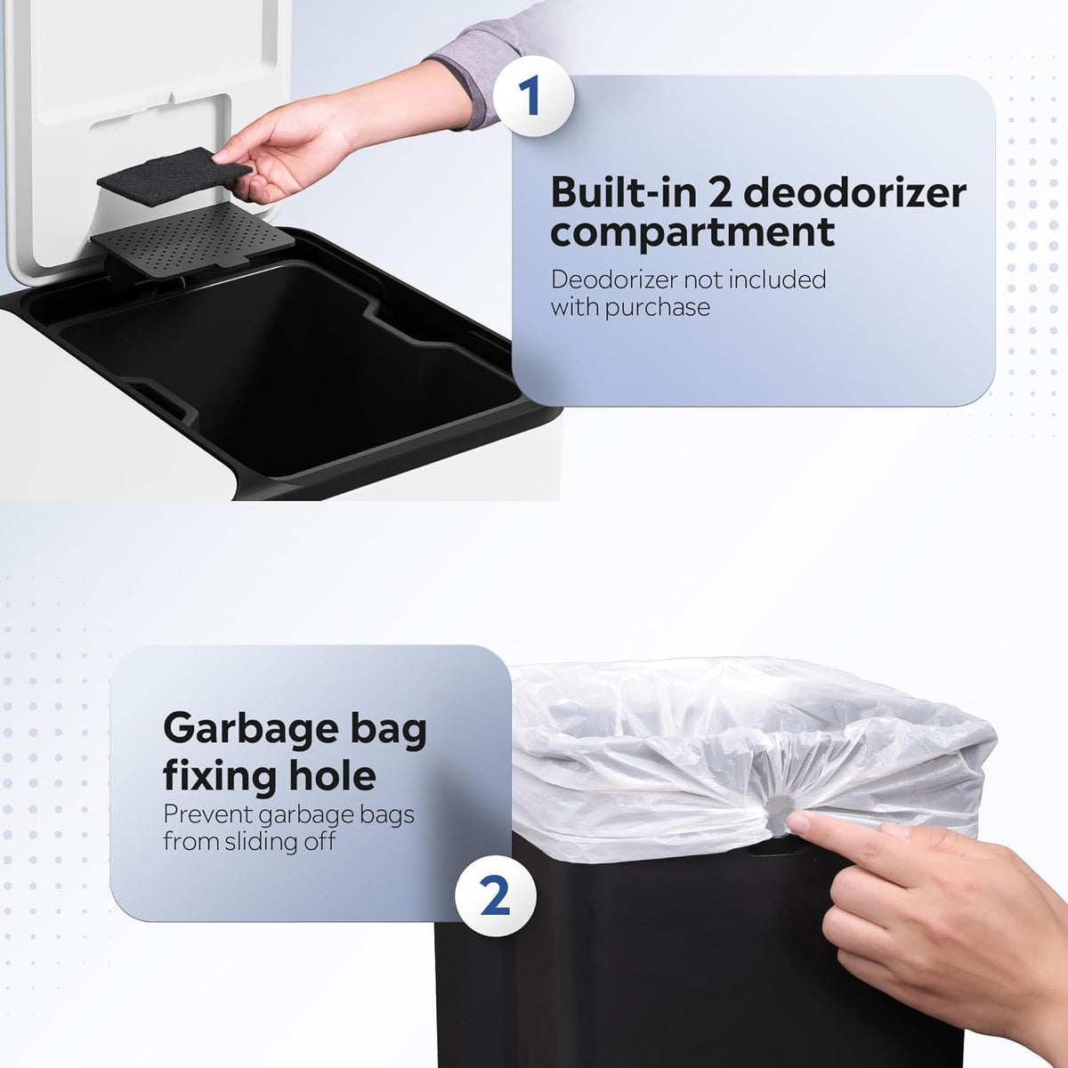WLIVE Dual Trash Can, 2 x 8 Gallon (2 x 30 L), Step Trash Can with Lid with Inner Buckets, 2