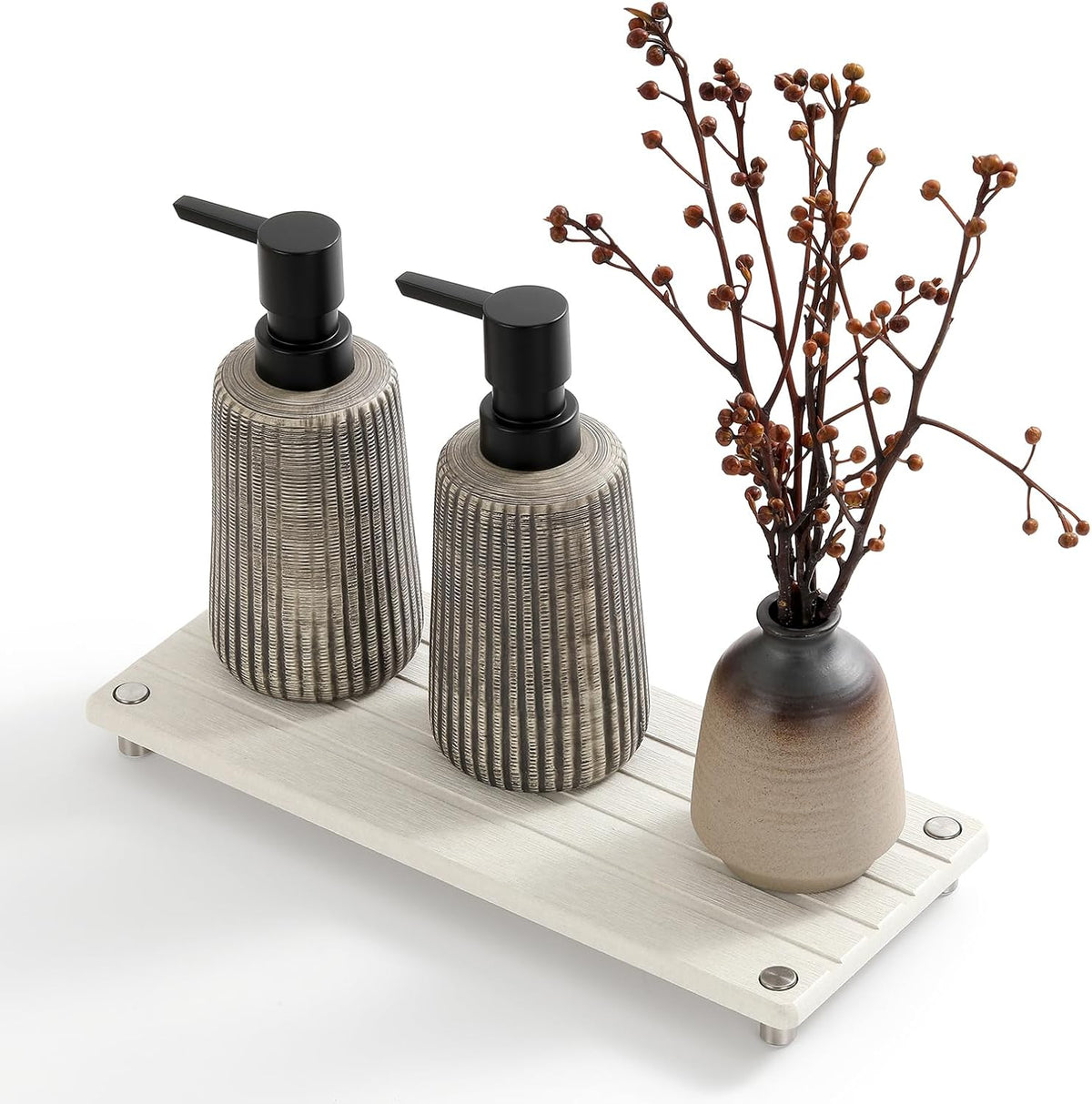 Instant Dry Sink Caddy Kitchen Sink Organizer, Quick Drying Stone Tray Diatomite Sponge Holder Soap