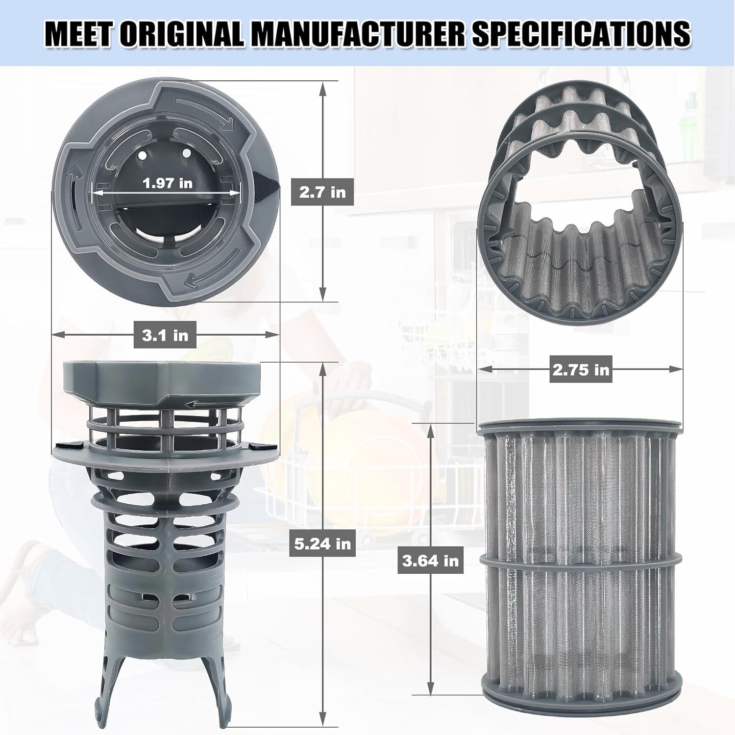 UPGRADED 645038 Dishwasher Drain Mesh Filter - 00645038 Dishwasher Filter Replacement 00651097