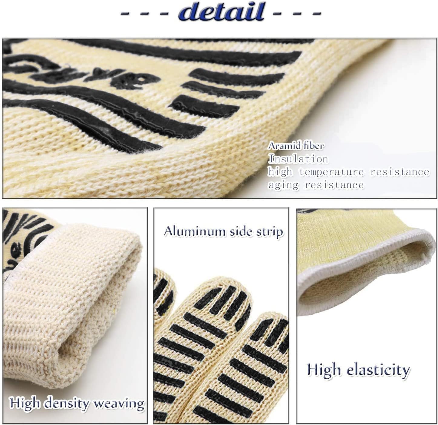 Oven Gloves, Heat Resistant 540 Degrees Grilling Gloves, Hot Surface Handler Non-Slip Silicone Oven