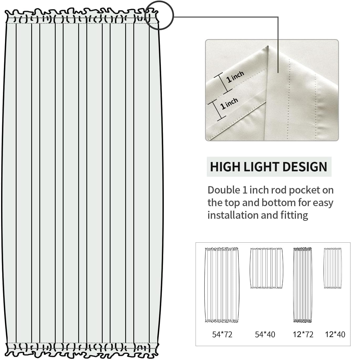 DWCN French Door Curtains – Rod Pocket Thermal Blackout Curtain for Doors with Glass Window