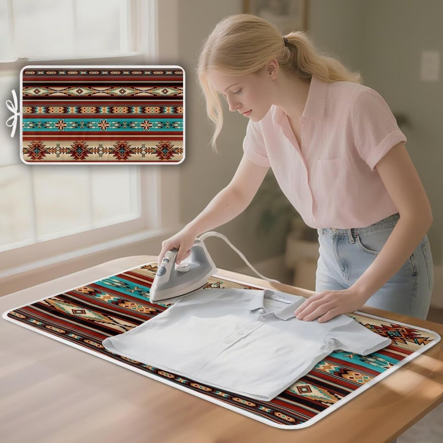 Aztec Ironing Mat Ironing Board Pad Heat Resistant, Portable, Quilting & Travel Blanket 32 x 16
