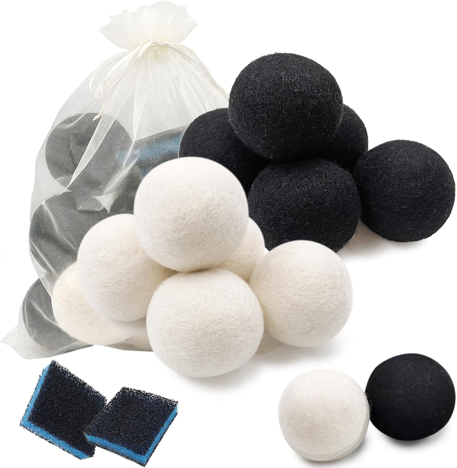 Daily Treasures 2.75"Wool Dryer Balls 12 Pack-Organic Wool Laundry Balls for Dryer,Natural Fabric