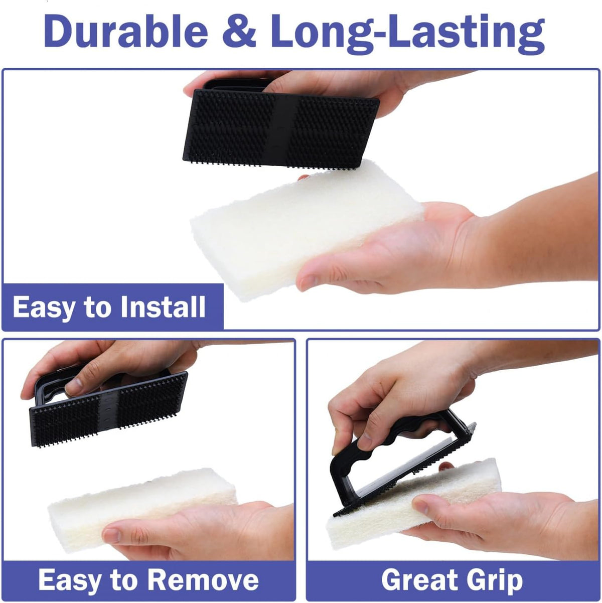 YoleShy Handled Scrubber Set, Non-Scratch Bathroom Scrubbing Pads, Bathtub Scrubber with Handle