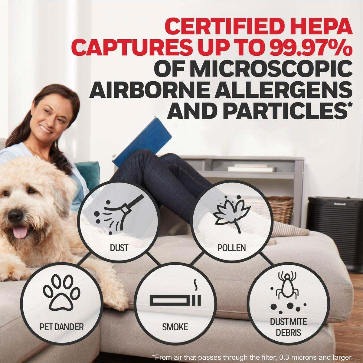 Honeywell HEPA Air Purifier Filter R, 3-Pack for HPA 100/200/300, 3000 and 5000 Series - Airborne