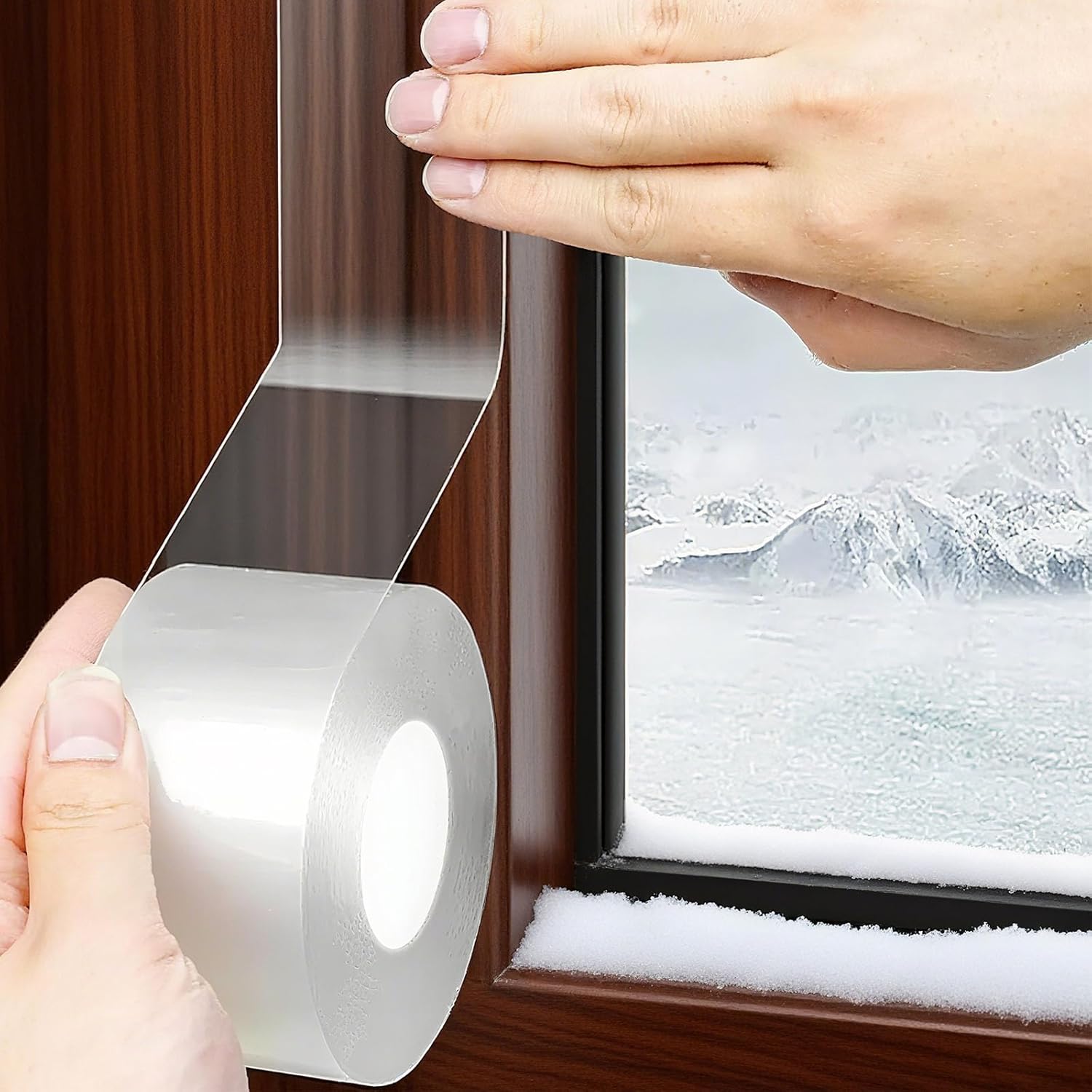 Transparent Window Weather Sealing Tape 2 Inch x 33 FT Weather Stripping Residue-Free Clear Window