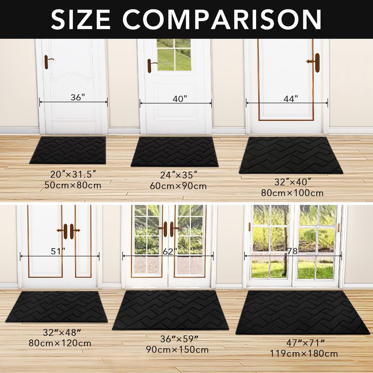 hicorfe Front Door Mat Outside Entrance,32"x40" Absorbent Muddy Dirt Resist Welcome Door Mats