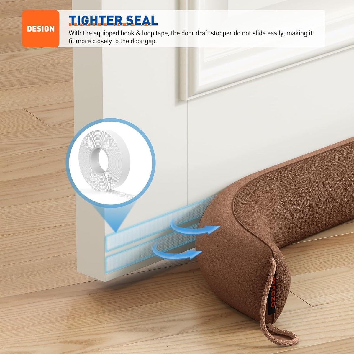 MAGZO Door Draft Stopper, 32 Inch Under Door Draft Blocker Noise Stopper, Weighted Wind Blocker