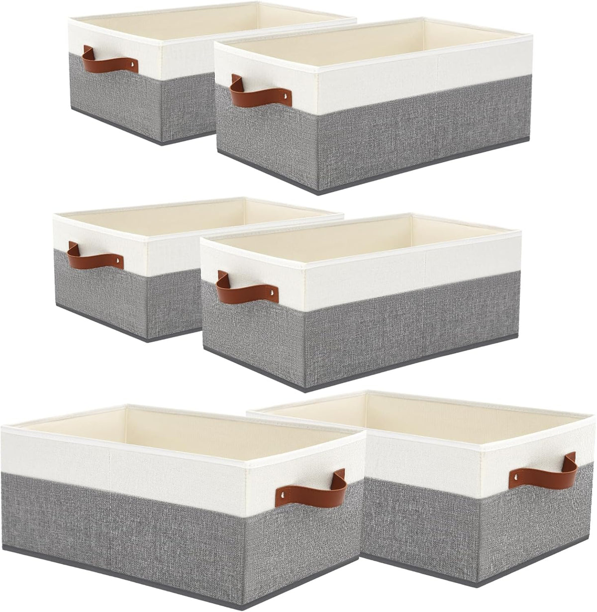 6 Pack Closet Storage Bins, Storage Baskets for Shelves, Linen Closet Organizers and Storage with