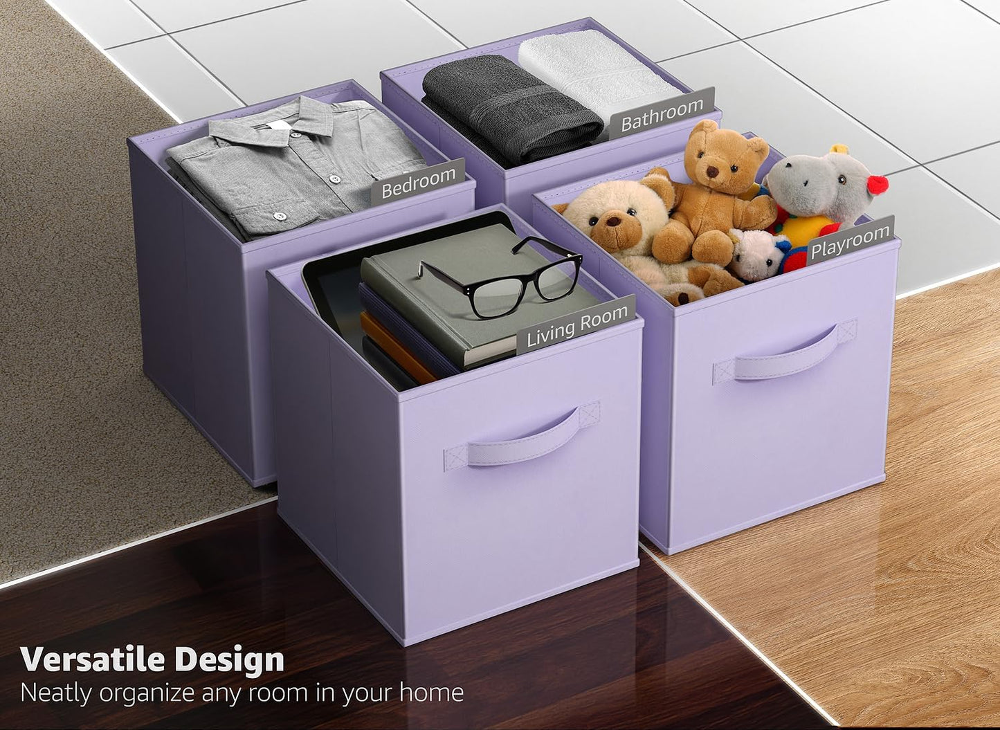 Sorbus Fabric Storage Cubes - 8 Foldable Storage Bins for Organizing Pantry, Cubbies, Toy Box