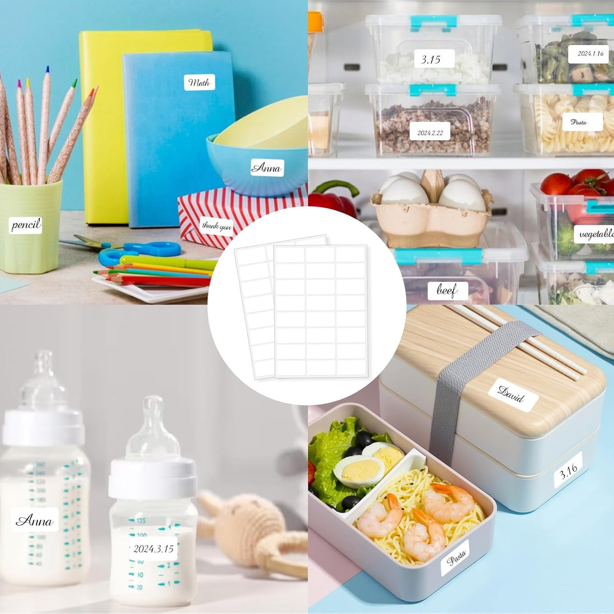 STARLIBOO Removable Labels, Removable Colored Labels Stickers, Self-Adhesive Rectangular Stickers