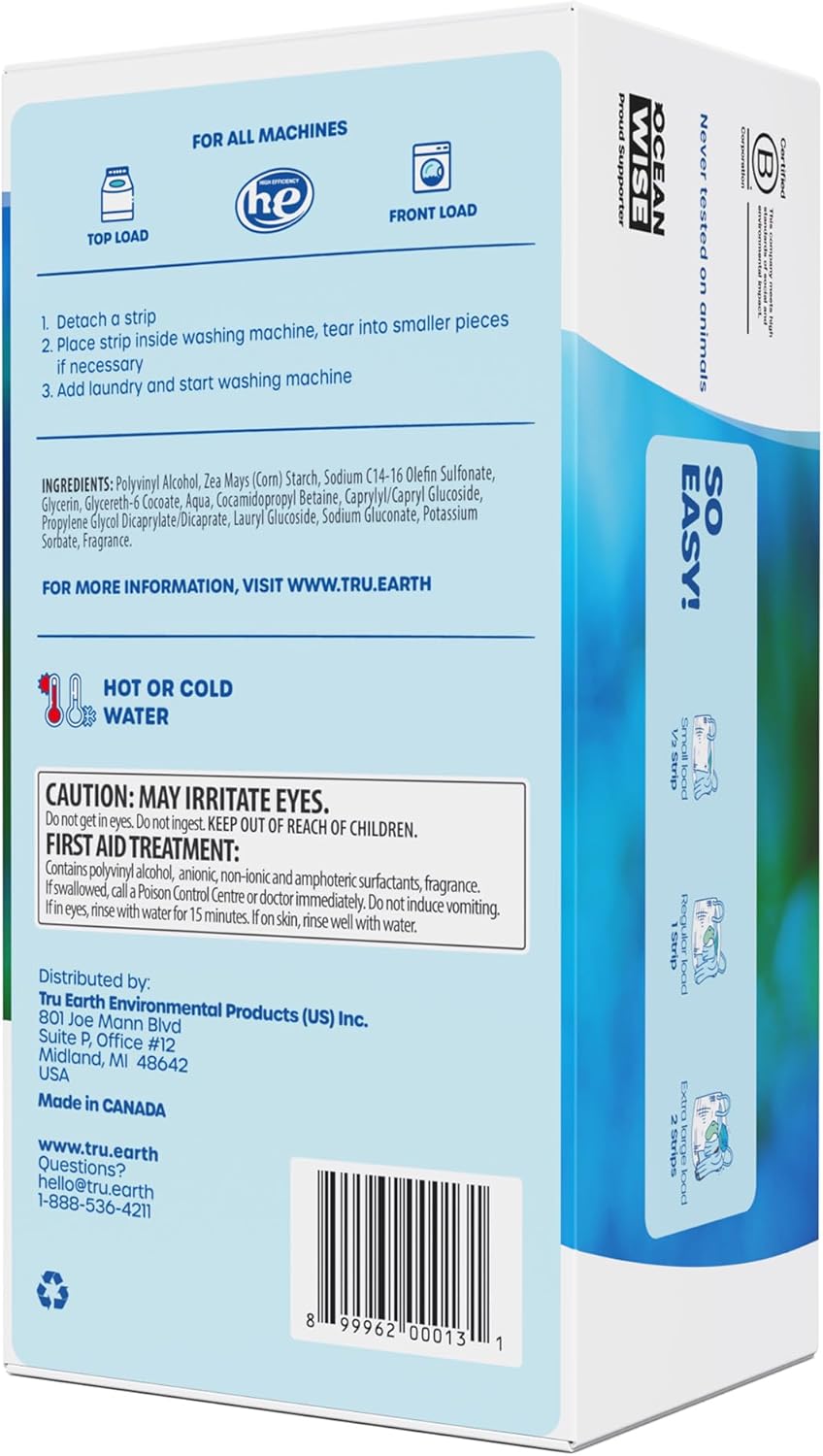 Tru Earth Compact Dry Laundry Detergent Sheets, Bulk, up to 768 Loads (384 Count) - Paraben-Free