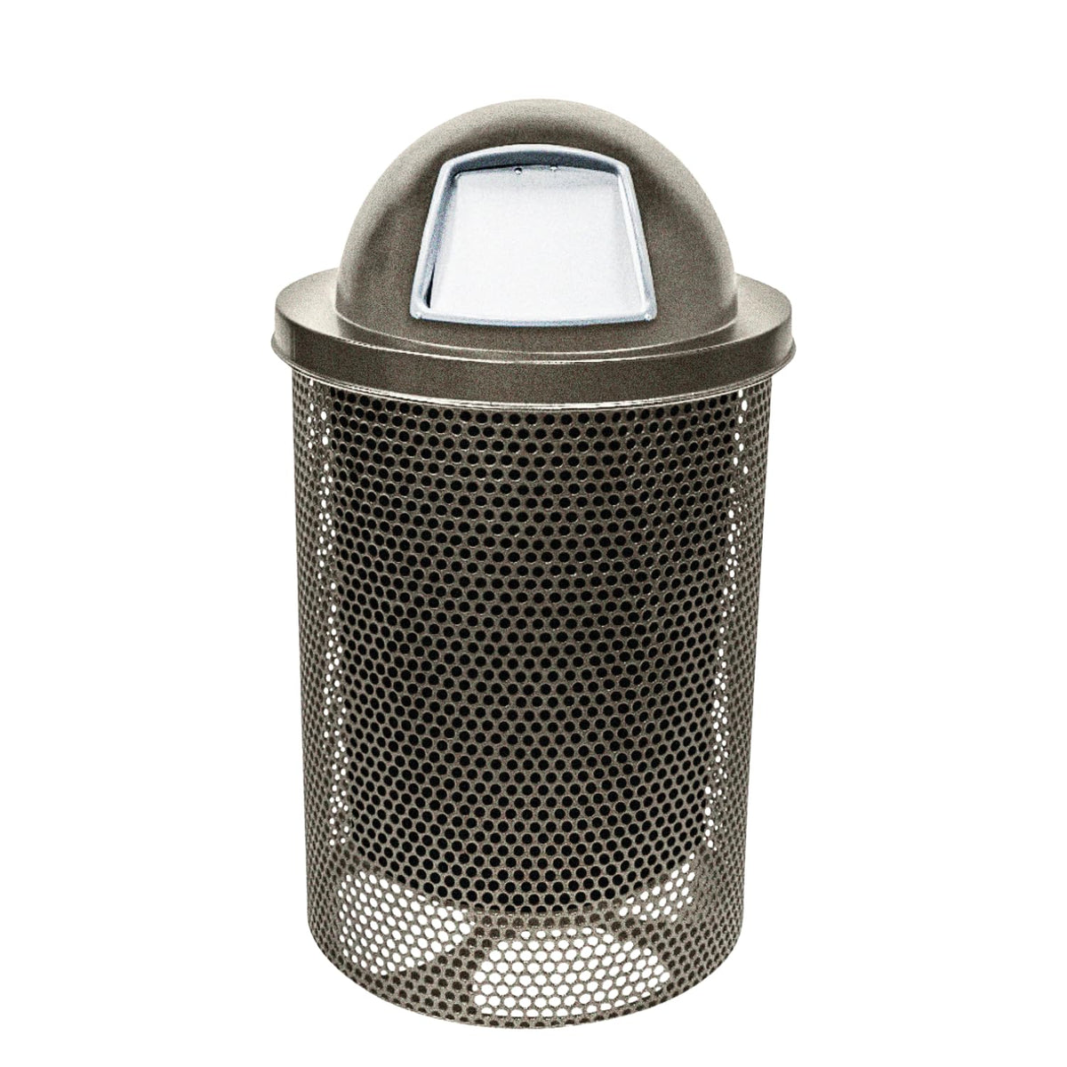 COATEDOUTDOORFURNITURE 32-Gallon Heavy-Duty Punched Steel Round Trash Receptacle, Commercial