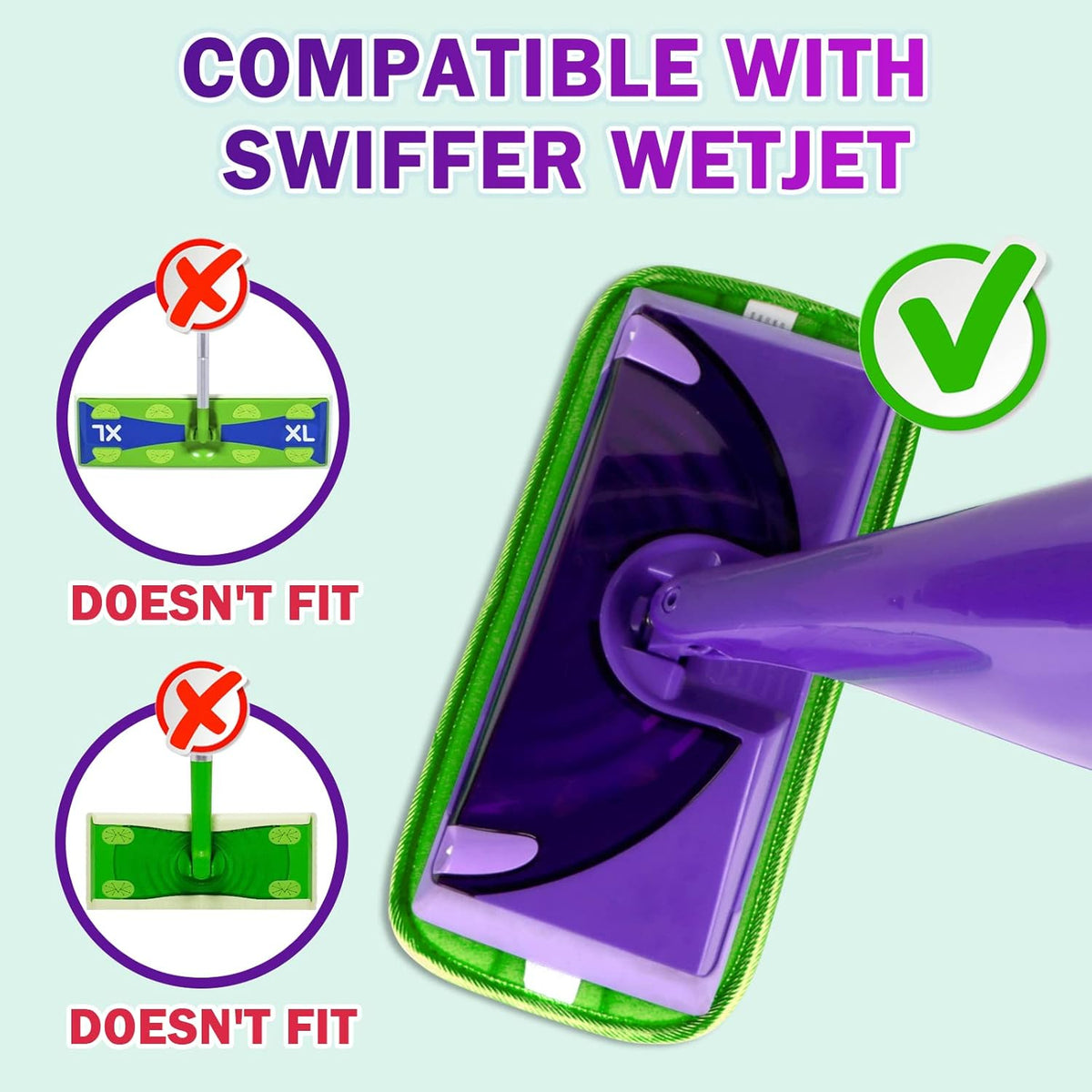 Orighty Reusable Mop Pads Compatible with Swiffer WetJet - Microfiber Pad Refill Machine Washable