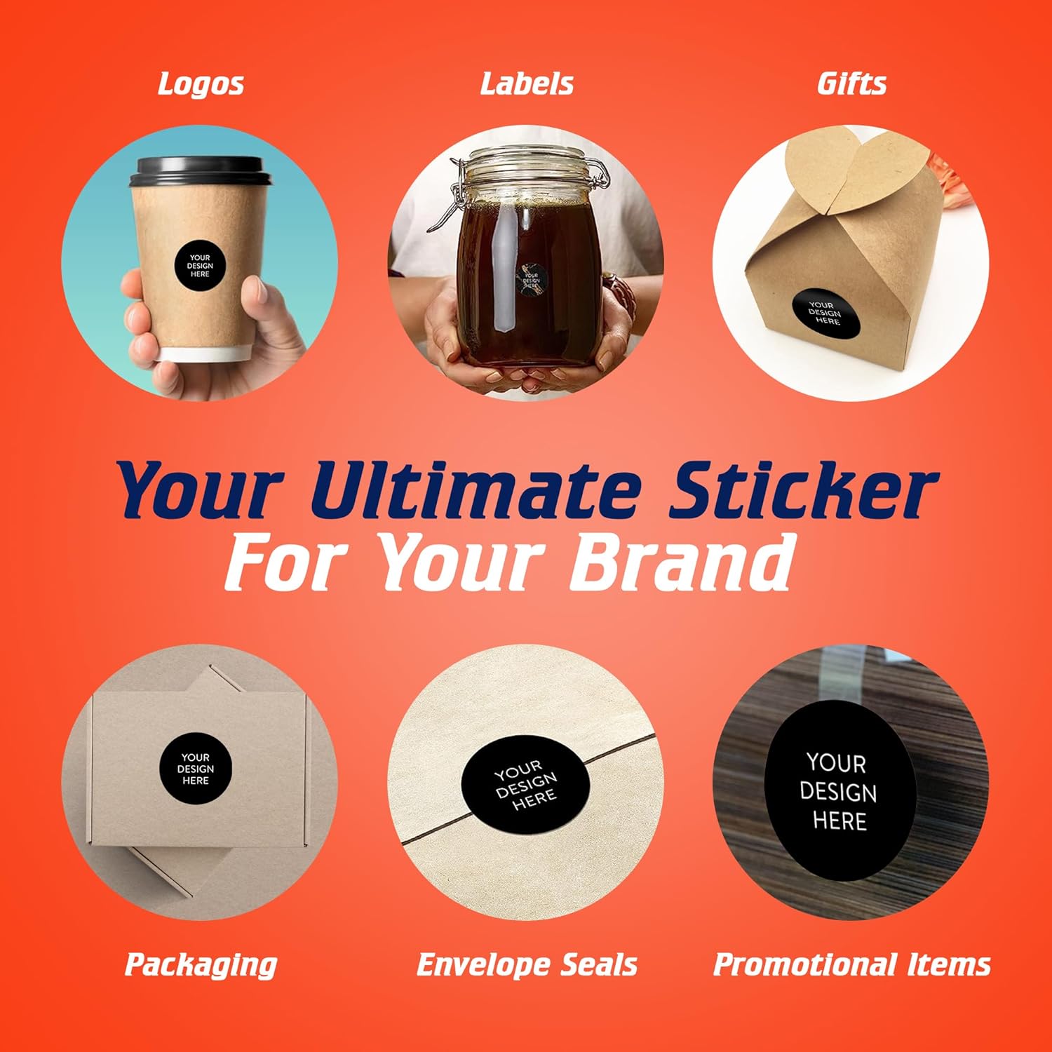5-1000 Custom Vinyl Stickers - Upload Your own Image, Text, Design, Logo - Personalized Logo Labels