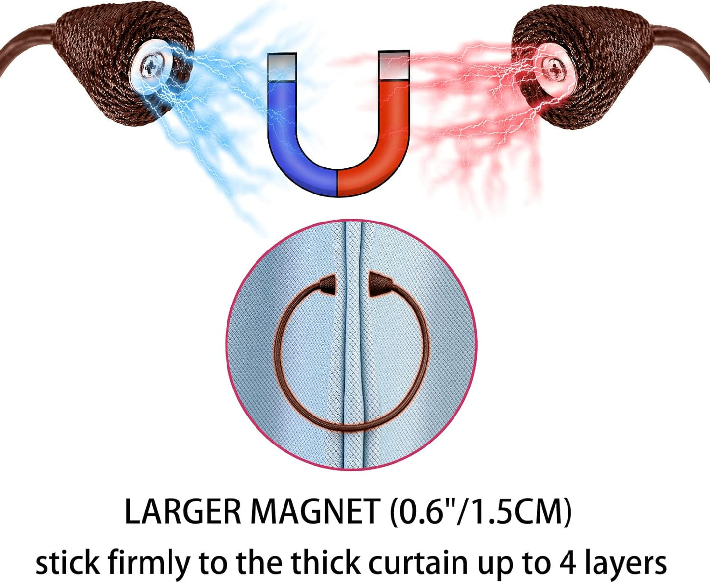 2 PCS Magnetic Curtain Tiebacks, European Style Convenient Drape Tie Backs Holdbacks for Thin or