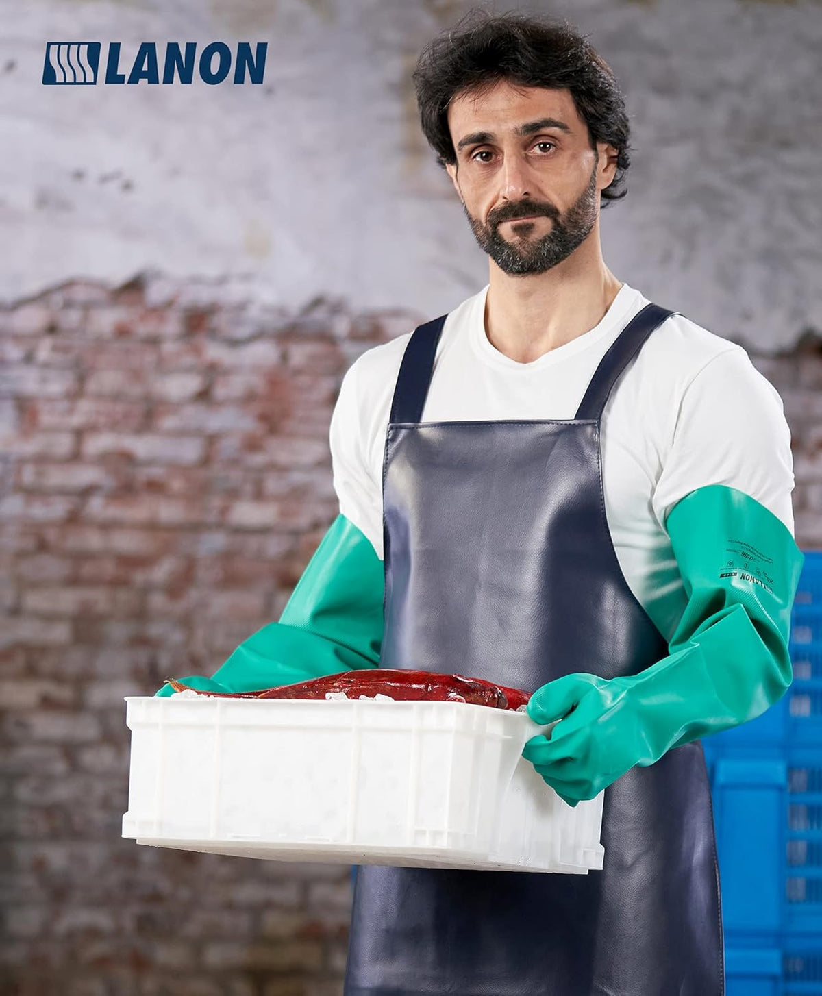 LANON Nitrile Chemical Resistant Gloves, Reusable Heavy Duty Safety Work Gloves, Acid, Alkali and