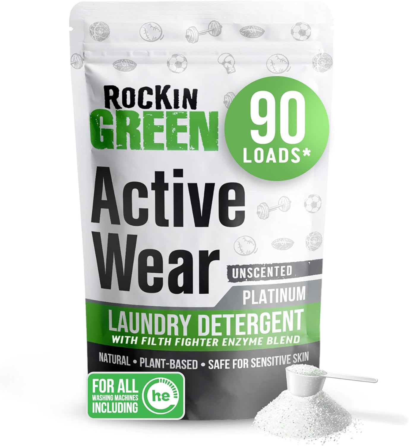 Rockin' Green Laundry Detergent, Plant based, All Natural Laundry Detergent Powder, Vegan and