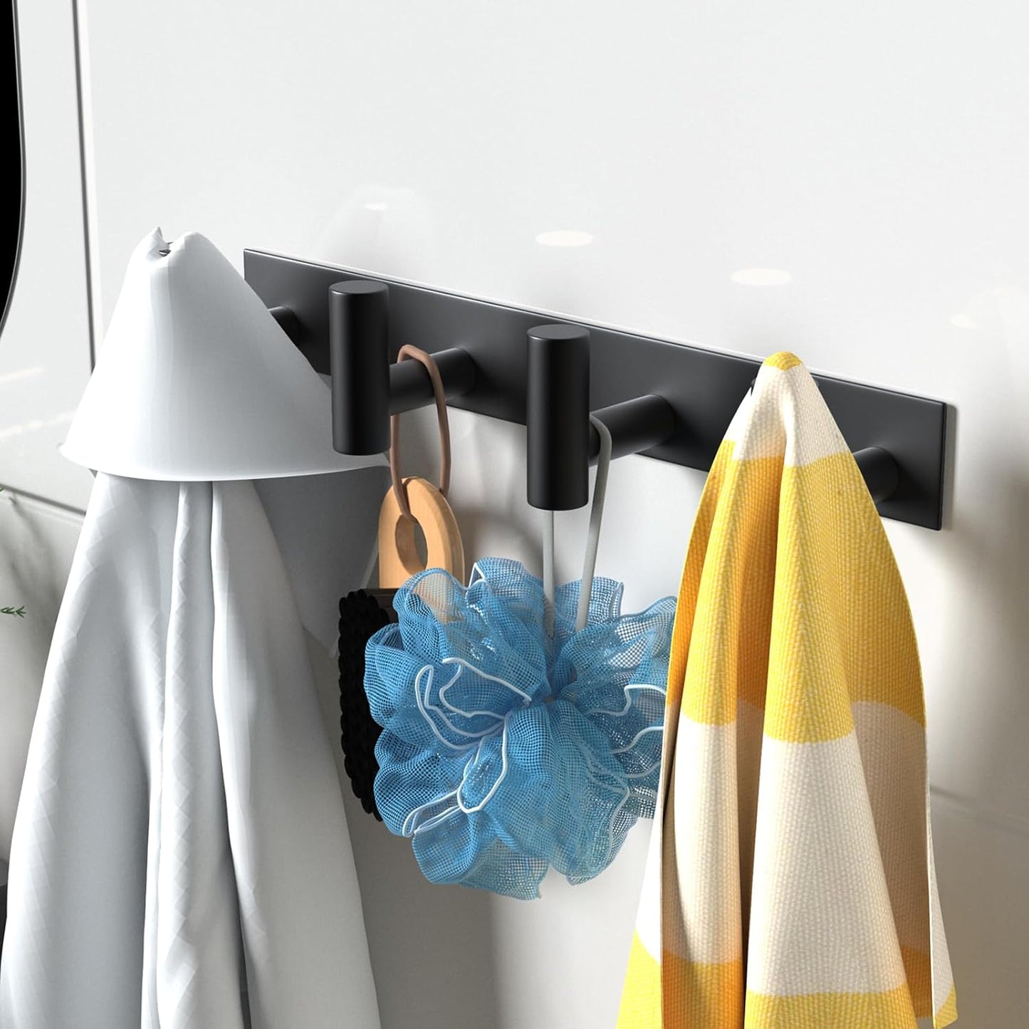 VAEHOLD Hat and Coat Wall Mount Rack - 4 Hooks for Robes, Bags, Keys, and Towels - Bathroom Towel