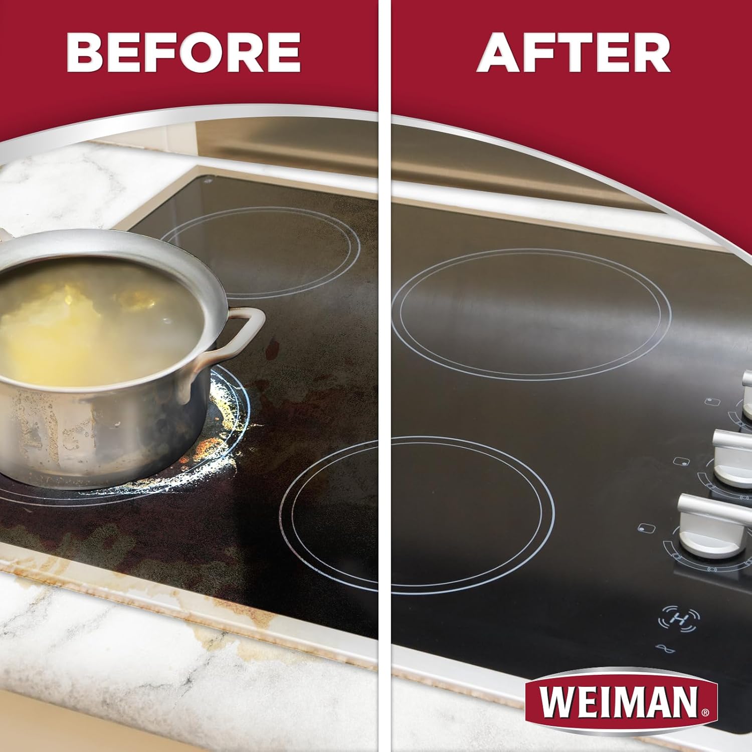 Weiman Glass Cooktop Cleaner & Polish For Daily Use on Ceramic, Induction Stove Top, Removes Grease