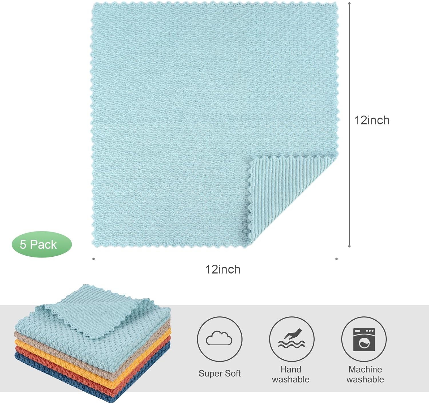 SINLAND Microfiber Dish Cloth for Washing Dishes Rags Best Kitchen Washcloth Cleaning Cloths with