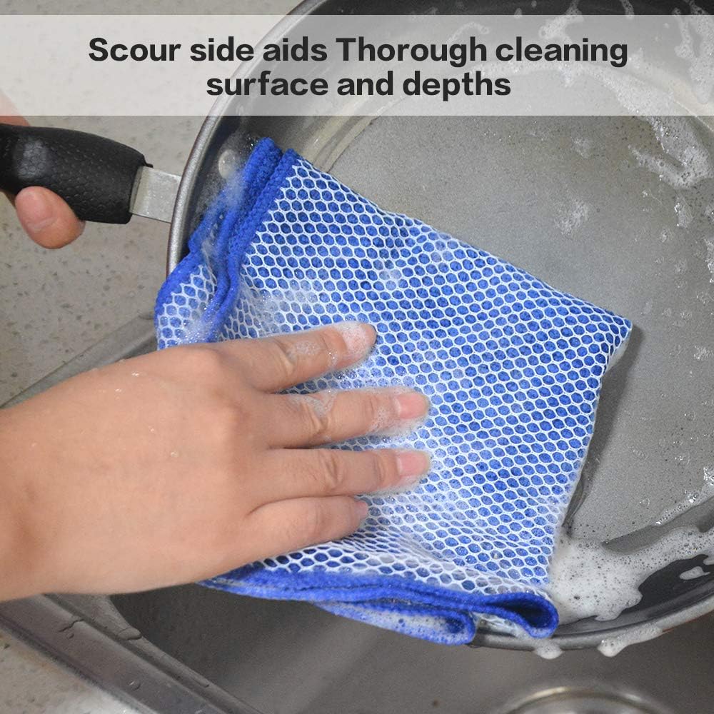 SINLAND Microfiber Dish Cloth for Wshing Dishes Dish Washing Rags Best Kitchen Washcloth Cleaning