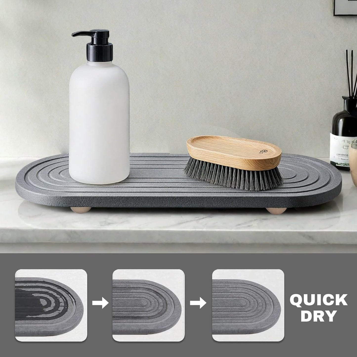 Instant Dry Sink Caddy Organizer, Fast Drying Sink Caddy, Water Absorbing Stone Sponge Holder for