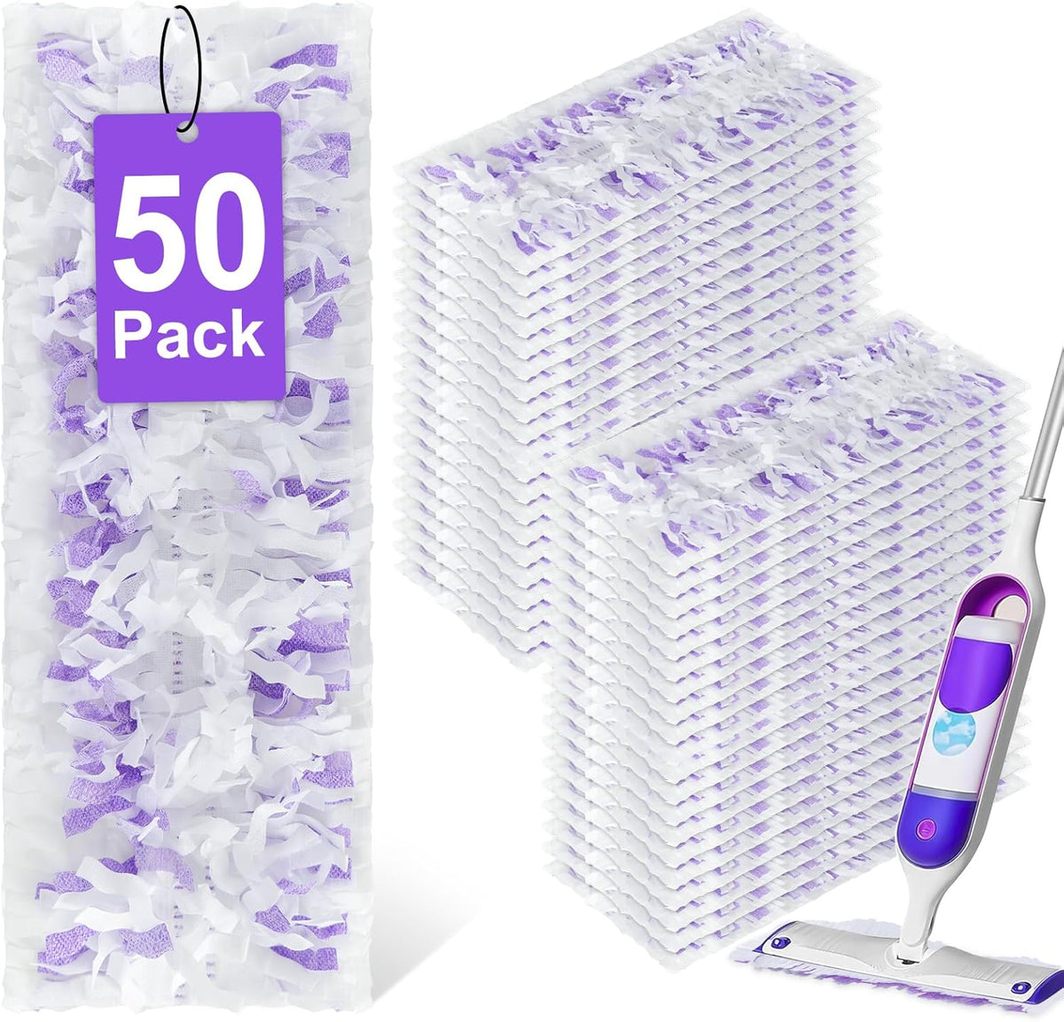 50 Count Disposable Power Mop Pads for Swiffer PowerMop, Unscented Power Mop Refills for