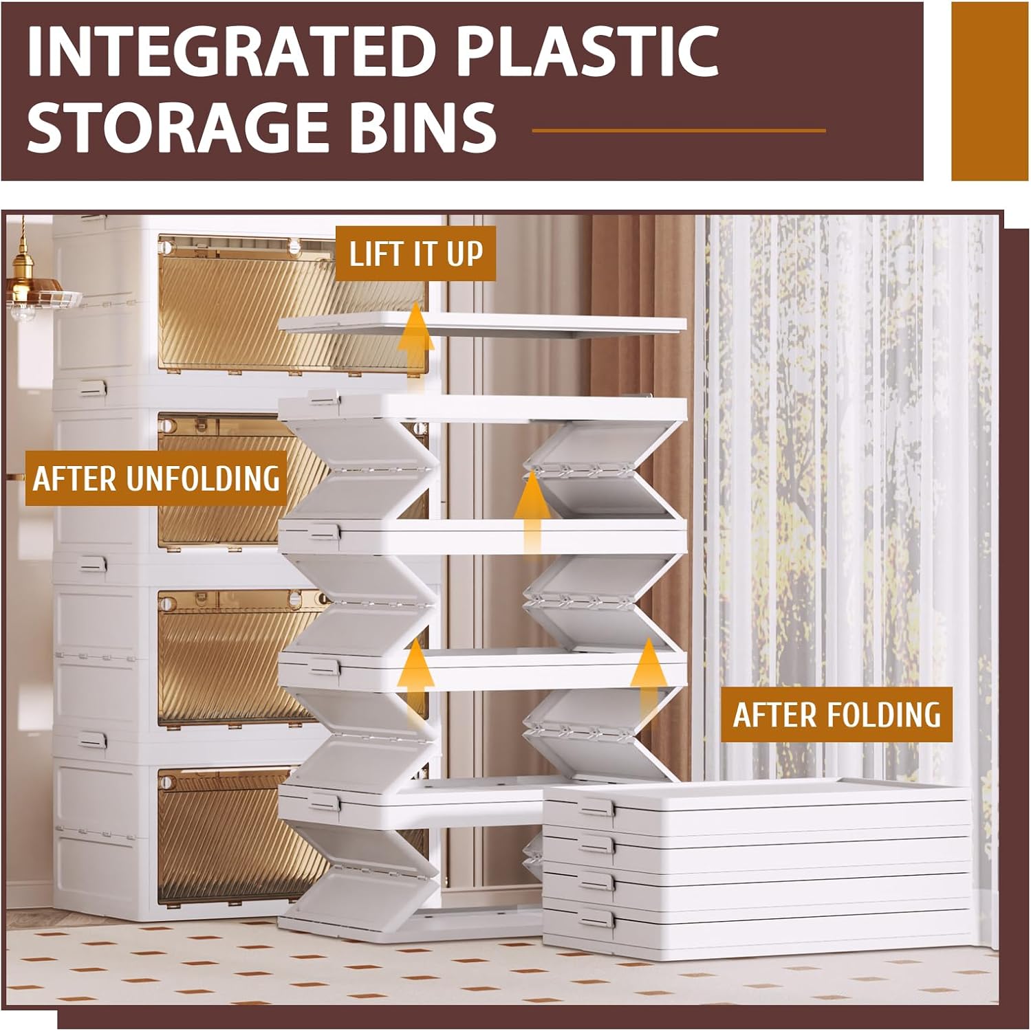 QudraKast 5-Tier Stackable Plastic Storage Bins - 23QT Stackable Storage Bins - Closet Organization