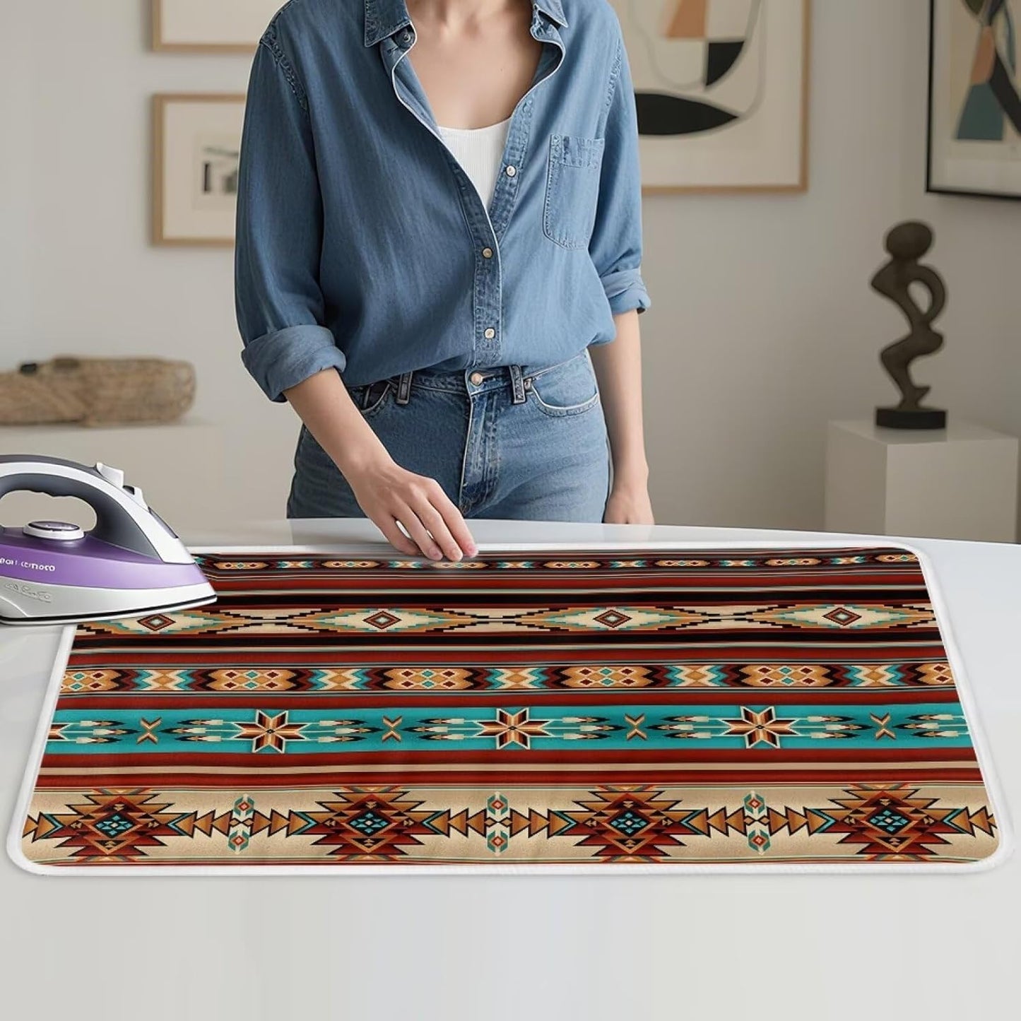 Aztec Ironing Mat Ironing Board Pad Heat Resistant, Portable, Quilting & Travel Blanket 32 x 16