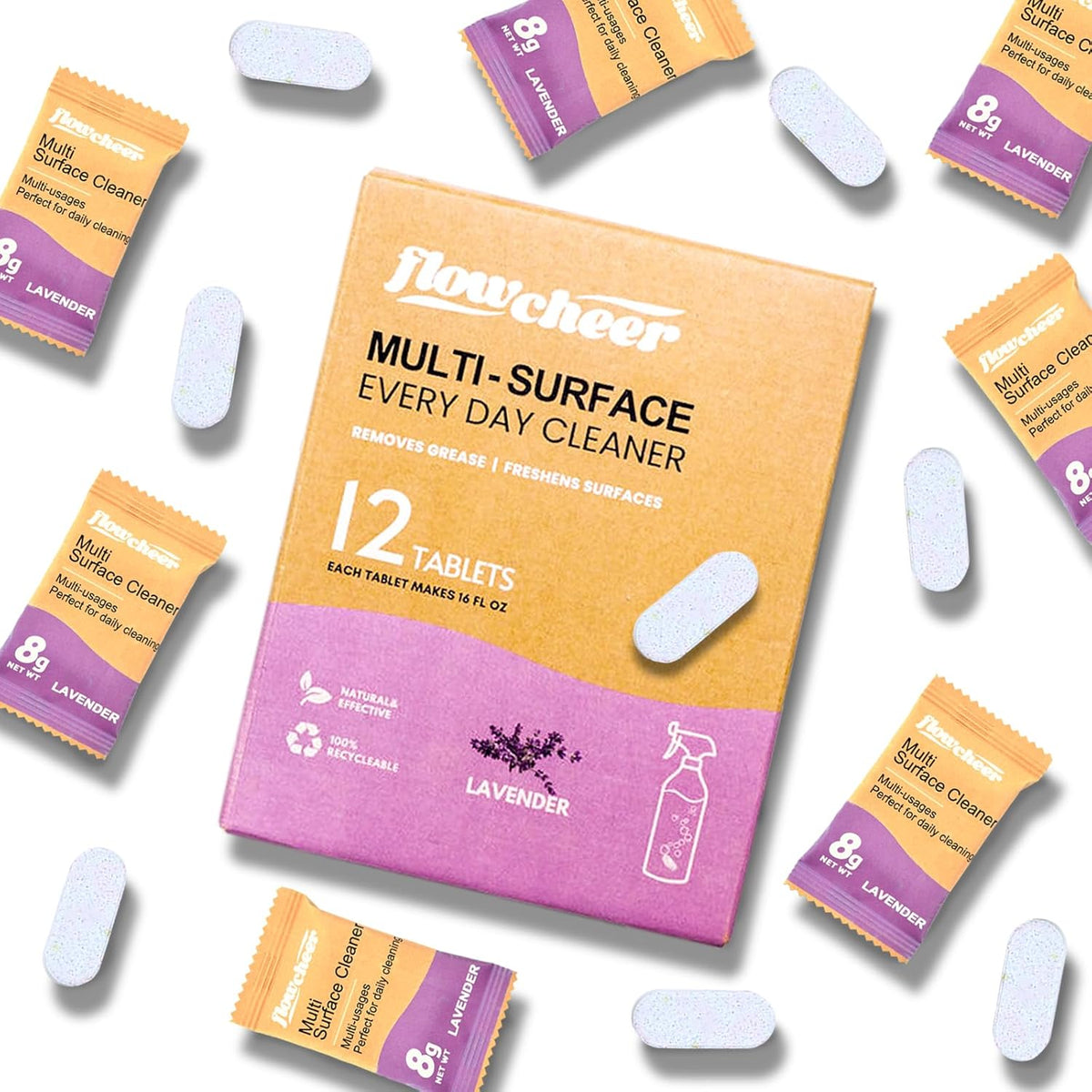 Multi Surface Cleaner Refills -All Purpose Cleaning Tablets-Makes 192 fl oz(12 x 16 Fl oz) Bottles