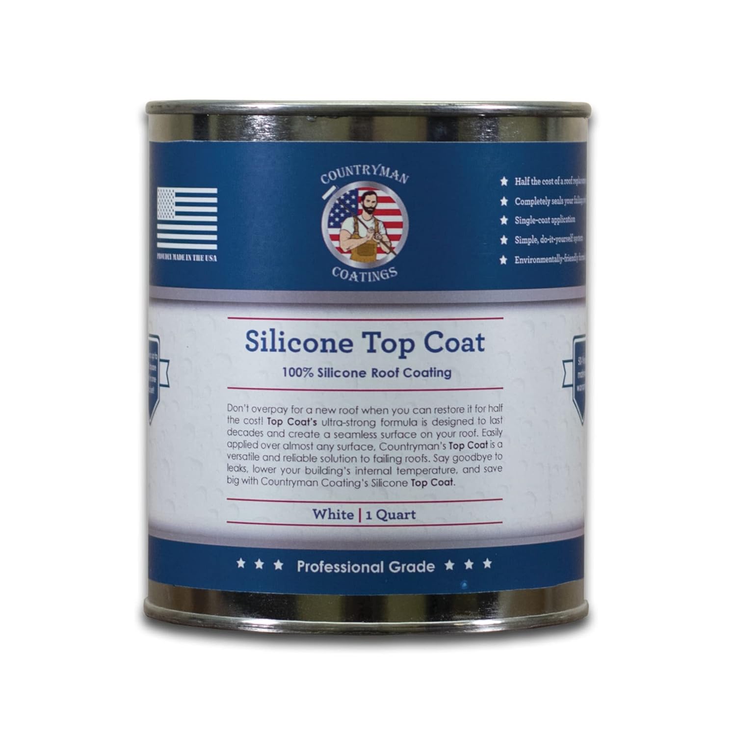 Countryman Coatings - 100% Silicone Roof Coating Restore Your Roof in a Day Seal Leaks, Cracks