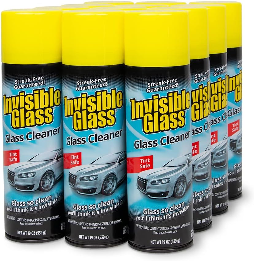 Invisible Glass 91164-12PK Premium Aerosol Glass and Window Cleaner for Auto and Home Cleans Glass